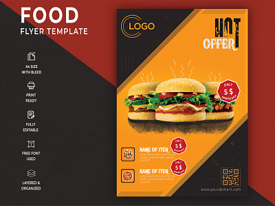 Food Flyer 300dpi a4 size amazing design best concept branding burger business clean cmyk colorful creative eyecatching food foodflyer gdrithik logo pdf food flyer photoshop pizza print ready