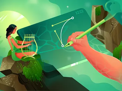 Another world app art artwork cartoon character drawing female hand illustration line muse pencil sci fi scifi stone ui vector vectorartist vectorline world