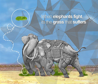 Elephant Fight advertisment art design grass illustration quote