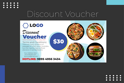 Discount Voucher Design blue and white branding card design coupon design discount card discount coupon fast food food invitation invitations invite letter minimal offer promotion restaurant voucher voucher design vouchers