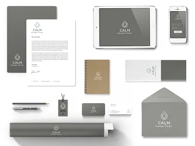 Calm Massage Therapy branding design illustration logo