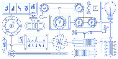 Machine 2.0 editorial illustration rube goldberg