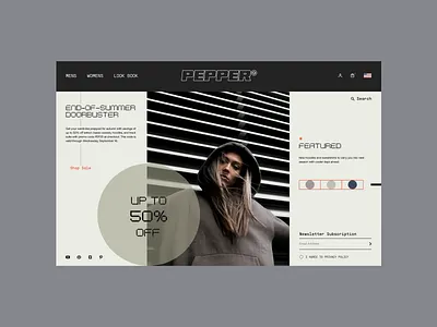 Pepper® — 2 of 3 clothes clothing brand concept ecommerce fashion homepage interface modern product shop store streetwear typography ui ux web design website