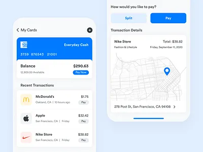 Mobile Banking App amex app banking blue clean credit card digital finance money payment purchase screen ui uxui