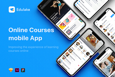 Edulake - Online Course mobile UI Kit app app ui bundle certificate coaching course education elearning instructions learning learning platform online course school student study teacher teaching trainer traning tutorial