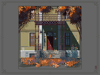 Door to September [pixel art] 16bit 8bit architecture aseprite autumn game art illustration illustrations pixel art pixel artist pixelart pixelartist pixels