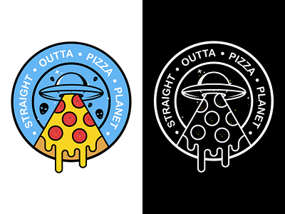 Pizza Planet alien branding design extraterrestrial flat graphic design illustration minimal pizza planet typography vector