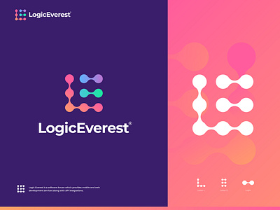 Logic Everest - Logo Design brand identity branding circle logo dots everest gradient graphicdesign letter e letter l lettermark logic logical logo design logomark logotype software development software house startup symbol typogaphy