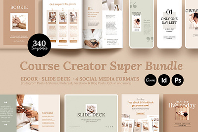 Course Creator Super Bundle Elegant branding brochure bundle bundles business catalogue clean elegant magazine modern portfolio super template