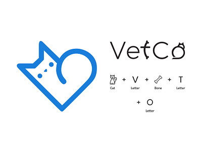 Pet Logo (vetco) animal logo bone cat creative thinking logo concept o letter pet logo t letter v letter