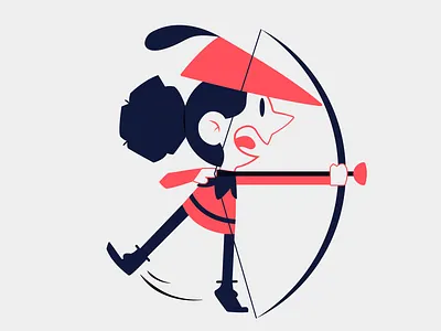Archer kid archer archery art blue child clean design flat illustration illustrator kid minimal people red vector