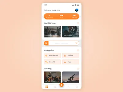 Home Workout App app design figma gym app home workout mobile app trainer ui ui design uiux uiuxdesign uiuxdesigner ux workout app