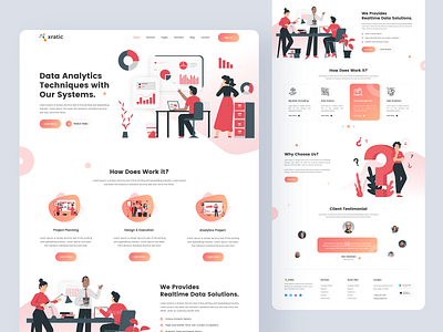 Xratic - Data Analytics Company Landing Page Design colorful design data data analization data analysis data processing data science data science course data security data survey data visualisation data visualization design landing page design psd template trend design 2020 typography ui ui designer web design website design