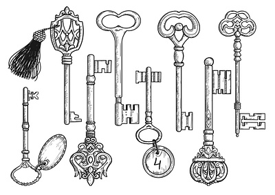 Hand drawing vector Keys in sketch style adobe illustrator design engraving handdraw illustration keys king sketch sketchbook stock market vector vintage