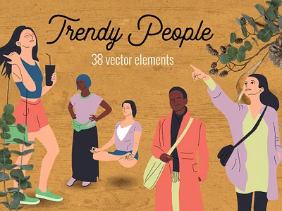 Trendy People Vector Clipart bundle casual character clip art clipart design flat girl illustration man people trendy vector woman