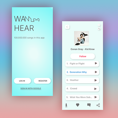 WANNAHEAR (Music App) app design typography ui web