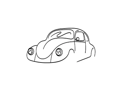 VW Beetle Lineart Logo Illustration automobile beetle branding classic car draw drawing illustration lineart sketch sketchbook vectorart vw