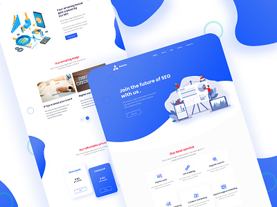 Neutro-SEO landing page concept. blue design gradient landing page seo template ui ux web website