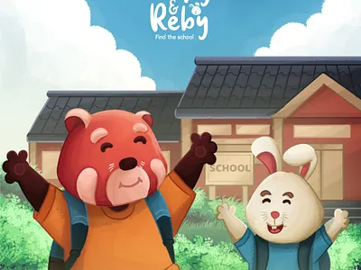 Repy and Reby Find the school design illustration illustrator painting vector