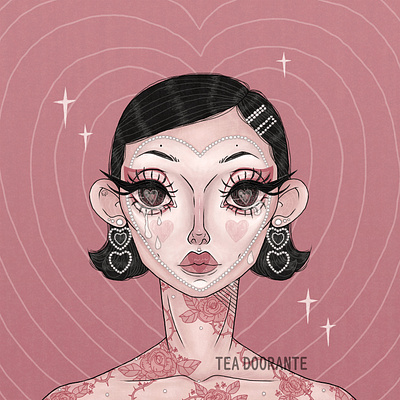 Be Mine? cupid cute digital 2d digital illustration editorial fashion fashion floral heart illustration kawaii macabre makeup portrait portrait art rose stylized tea doorante tears valentine