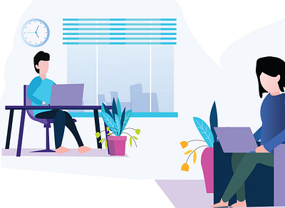 Working Hour flat illustration girl graphic design illustration illustrator office vector