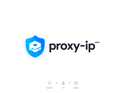 Proxy IP Logo 2020 logo block cube branding data block data cube internet protocol ip minimalist logo proxy shield cube shield logo