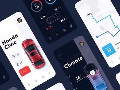 Vehicle Assistant App app assistant car controls dashboard design driving interface ios mobile ui ux vehicle