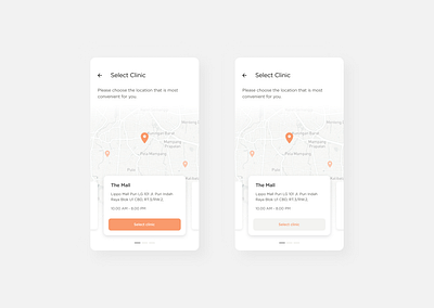 Location selection interaction app button choose clinic designs location location app location pin location tracker mobile select selection selector skin skincare ui ui design userinterface ux ux design