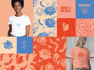 Birds & The Bees Print & Pattern bee bees branding graphic mockup nature orange pattern pink polka dot print t shirt t shirt design t shirt illustration textile design textile print typography women