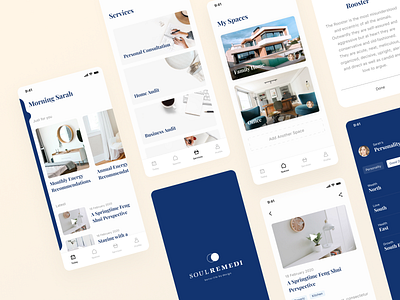 Soul Remedi - Feng Shui iOS App app application design educational feng shui flat home houses icon minimal services typography ui ux vector