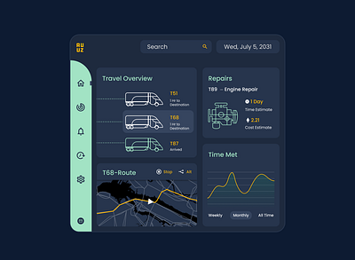 Self Driving Truck UI branding concept darmode dashboard design elon musk innovation lineart logo product design tech telsa ui uiux ux visual design