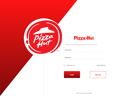 Admin Dashboard for Pizza Hut design ui ux web