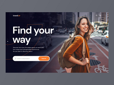 Travel.er - Web UI concept concept concept design concept designing design exploration orange travel traveler ui web web design webdesign website website concept website design website template