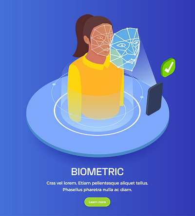 Face scanning biometric technology biometric device illustration isometric scanning technology vector