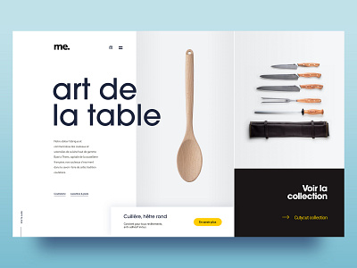 Art de la table clean cutlery design flat graphicdesign grey homepage layout minimal shop shopping app ui ux web webdesign website yellow