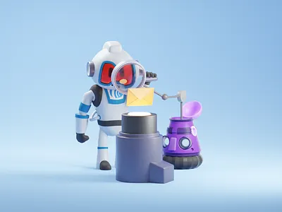 Spam Check 3d art 3d character 3d character design 3d icon 3d icons 3d illustration aj astronaut automations bot bots character animation character design email email marketing mail robot robots spam
