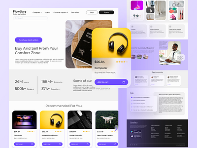 Flowdiary Online Marketplace branding motion graphics ui