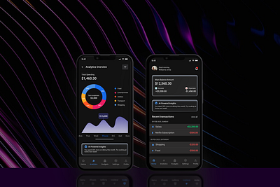 AI-Powered Personal Finance App aiux bankingapp darkmodeui expensetracker financeapp fintechapp glassmorphism minimaldesign mobileappdesign modernui neumorphism personalfinance spendingtracker uiux design uxtrends2025