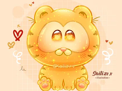 Garfield Fanart kawaii by sailizv.v adorable adorable lovely artwork concept creative cute art design digitalart illustration