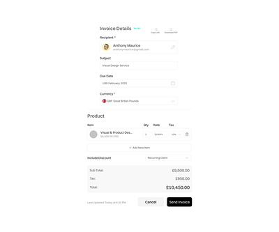 Invoice Details design ui