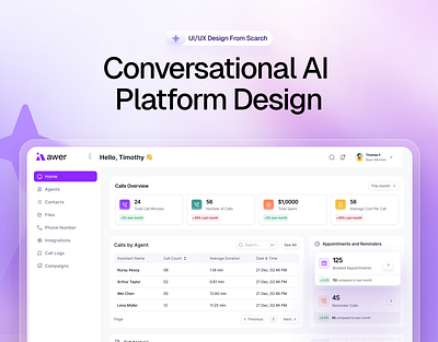 Awer - Conversational AI Platform Design ai assistant ai chat ai chatbot ai platform ai tool conversational ai dashboard design product design saas webapp voice ai