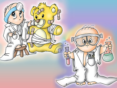 Baby Memory Book Illustrations baby cute doctor hand drawn illustration pastel
