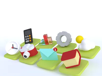 iOS icons 3d art 3d modeling 3dsmax coronarender illustration