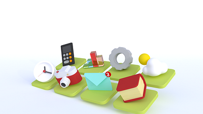 iOS icons 3d art 3d modeling 3dsmax coronarender illustration