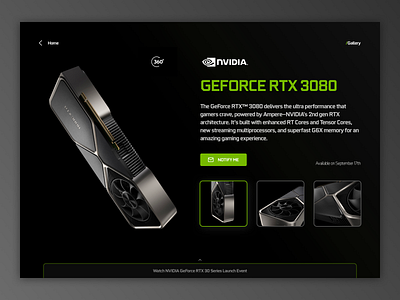 GEFORCE RTX 3080 app application dailyui design ecommerce flat gaming minimal nvidia social ui ux web website