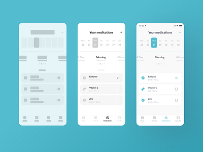 Design process | ActiveLife App app calendar clean doctor health healthcare interface ios ios app medication medicine mobile app pills prescription process prototype sketch ui ux wireframe