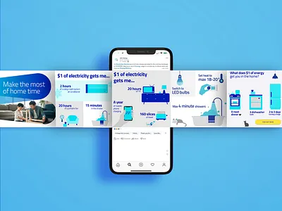 Home efficiency social asset design illustration social media