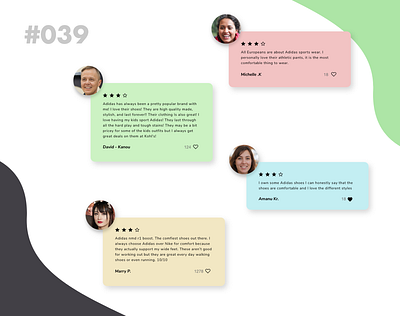 Daily UI 039 - Testimonials & Reviews adidas adobe animal app art branding daily 100 challenge daily ui dailyui dailyuichallenge design review uidesign web webdesign website design