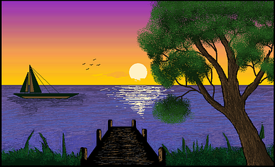 evening art artwork design illustration painting