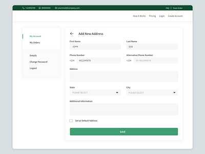 Add Address Page address design ecommerce ecommerce design orders profile page ui ux webdesign